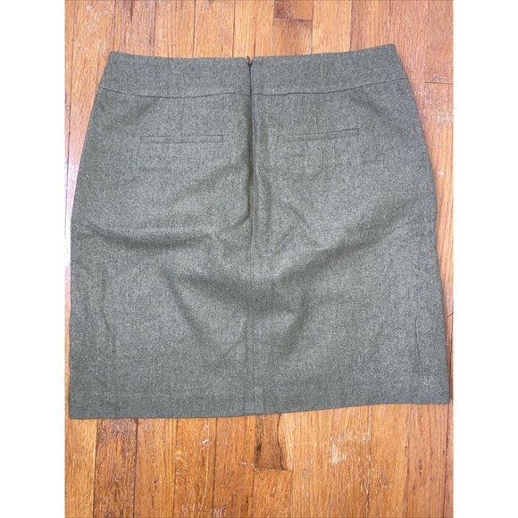 Talbots Green Wool Skirt Lined Size 10 Straight Wiggle 20" Zipper Pockets - Picture 4 of 6